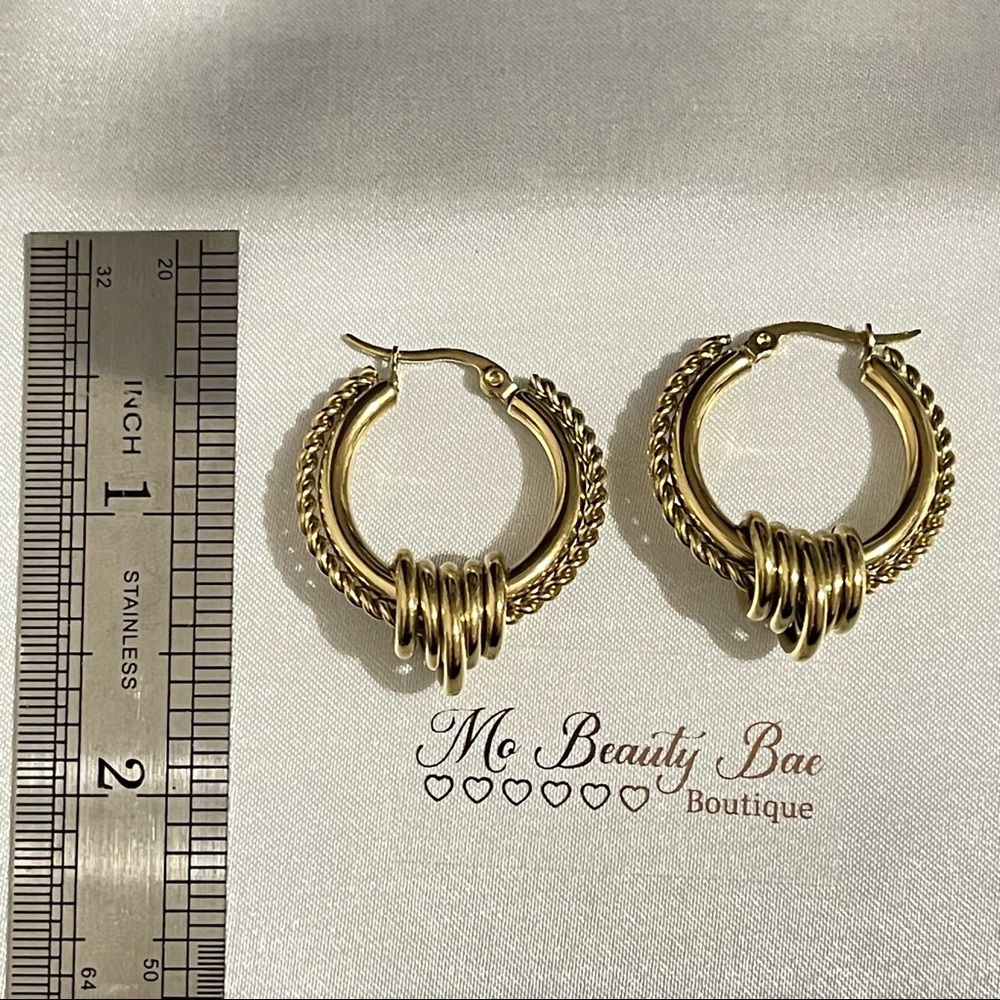Trinity Gold Hoops - Picture 3 of 5